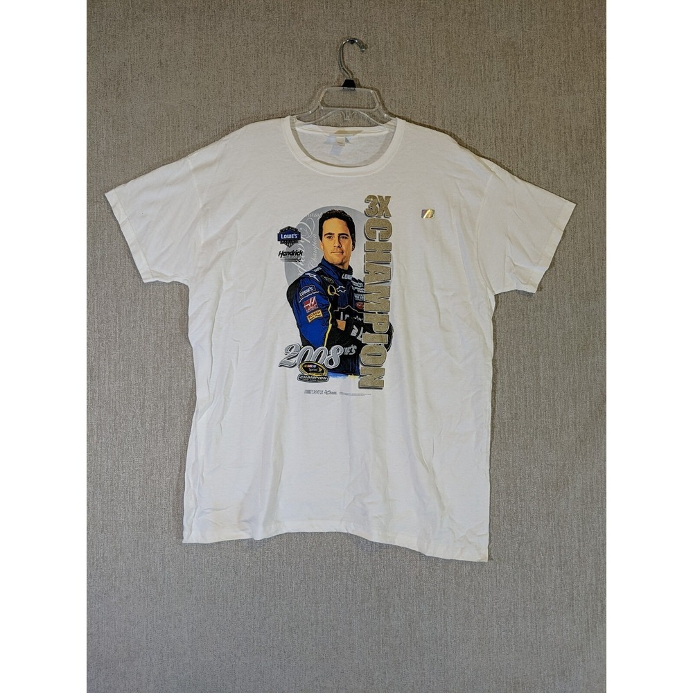 Chase Authentics Nascar Champion Jimmie Johnson Men's White 2XL T Shirt Crewneck - Picture 12 of 12